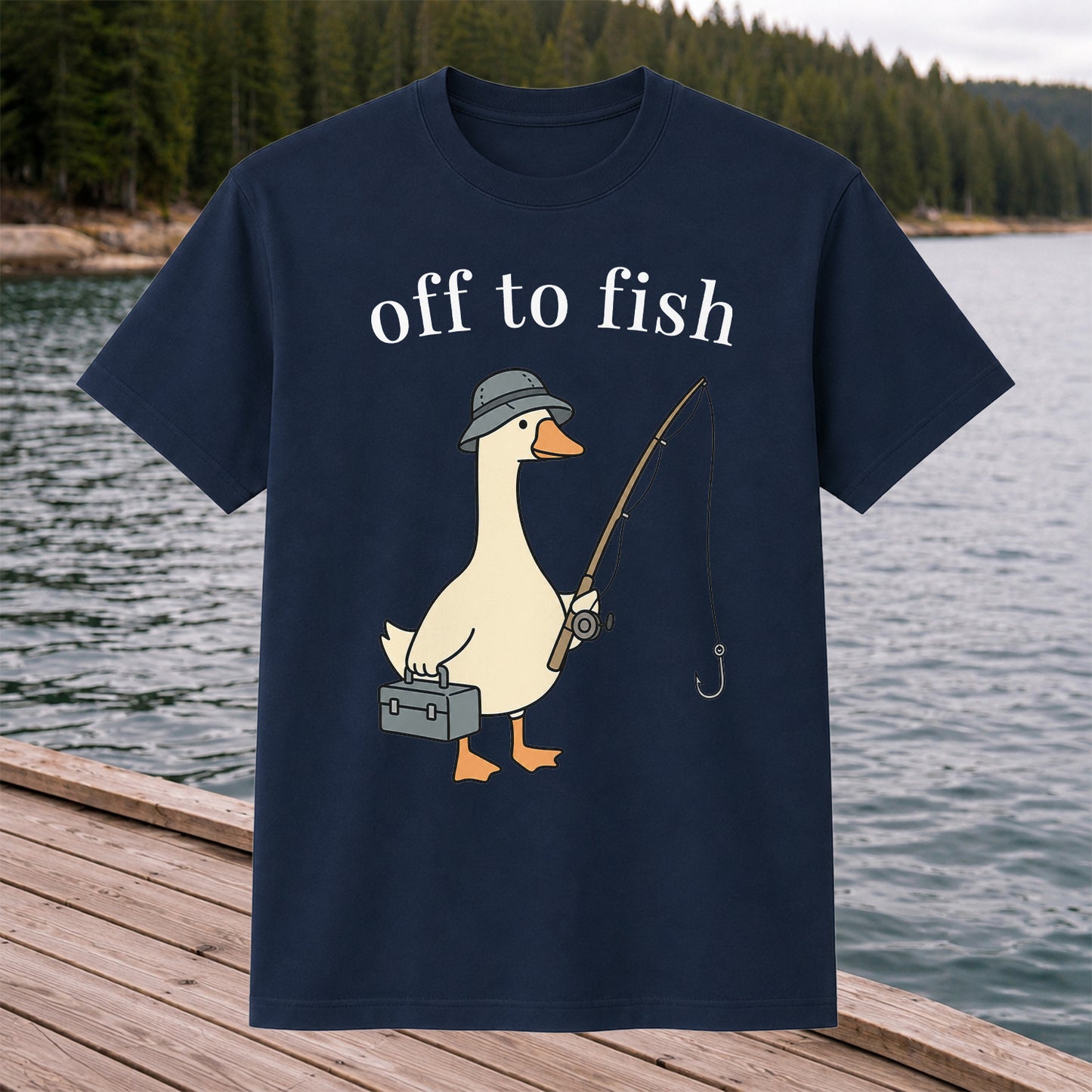 Off To Fish T-Shirt Funny Goose Fishing Shirt Vintage Angler Tee