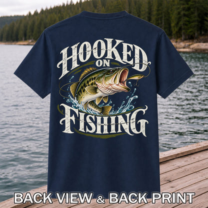 Hooked on Fishing Largemouth Bass Graphic T-Shirt | Back Print