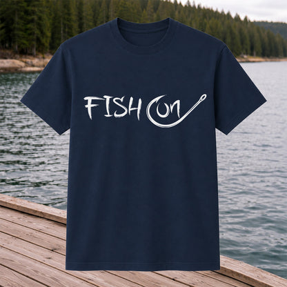 Fish On Fishing Hook Minimalist Graphic T-Shirt