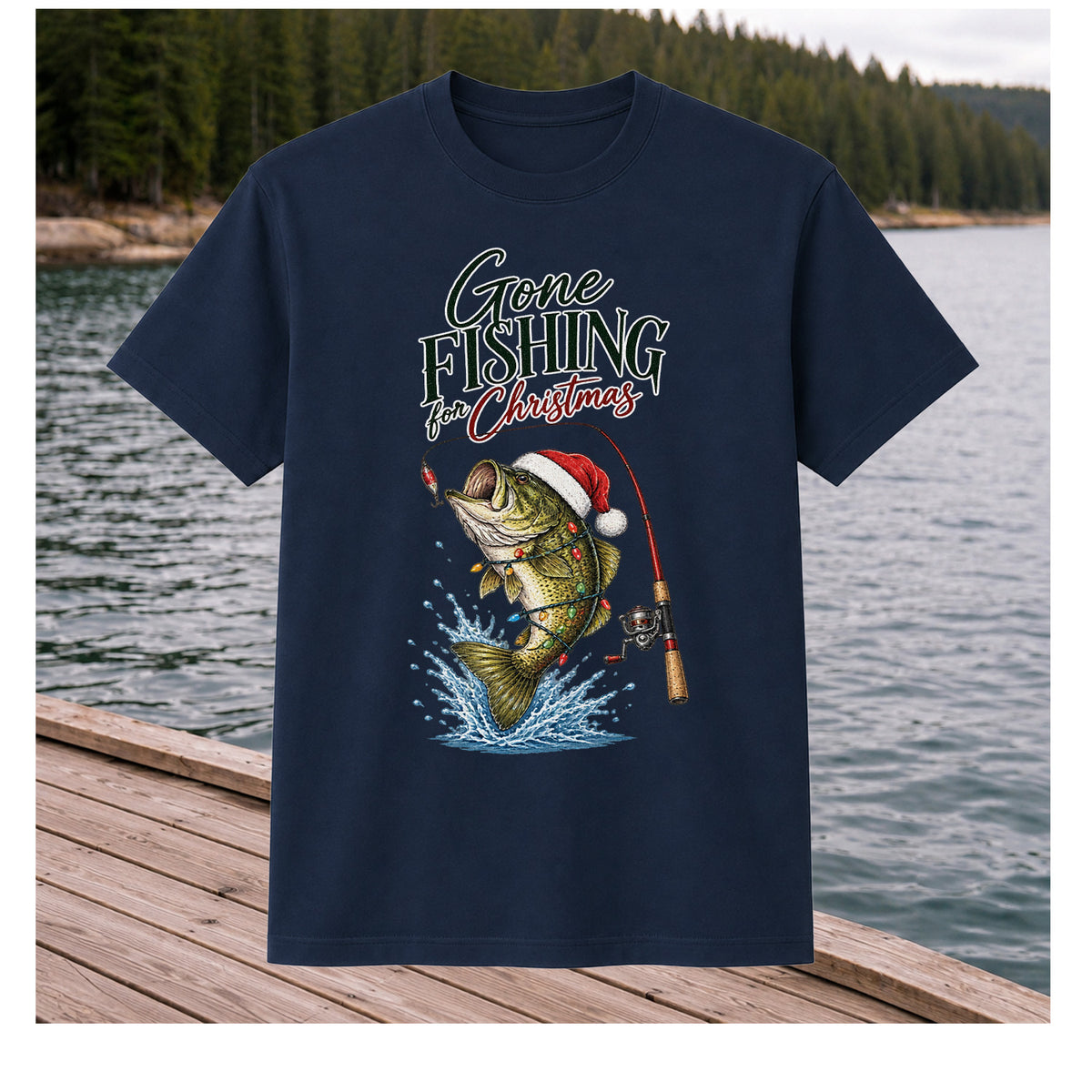 Gone Fishing for Christmas Bass Fishing Graphic T-Shirt
