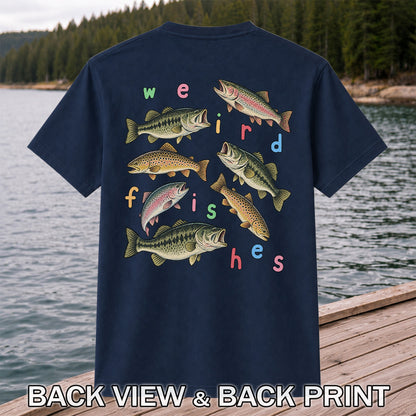 Weird Fishes Bass and Trout Fishing Graphic T-Shirt | Back Print