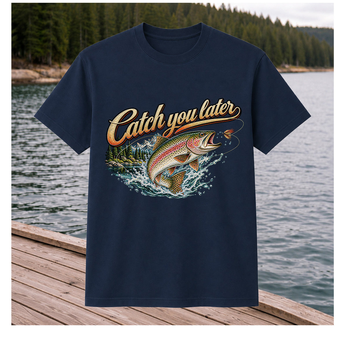 Catch You Later Rainbow Trout Fly Fishing Graphic T-Shirt