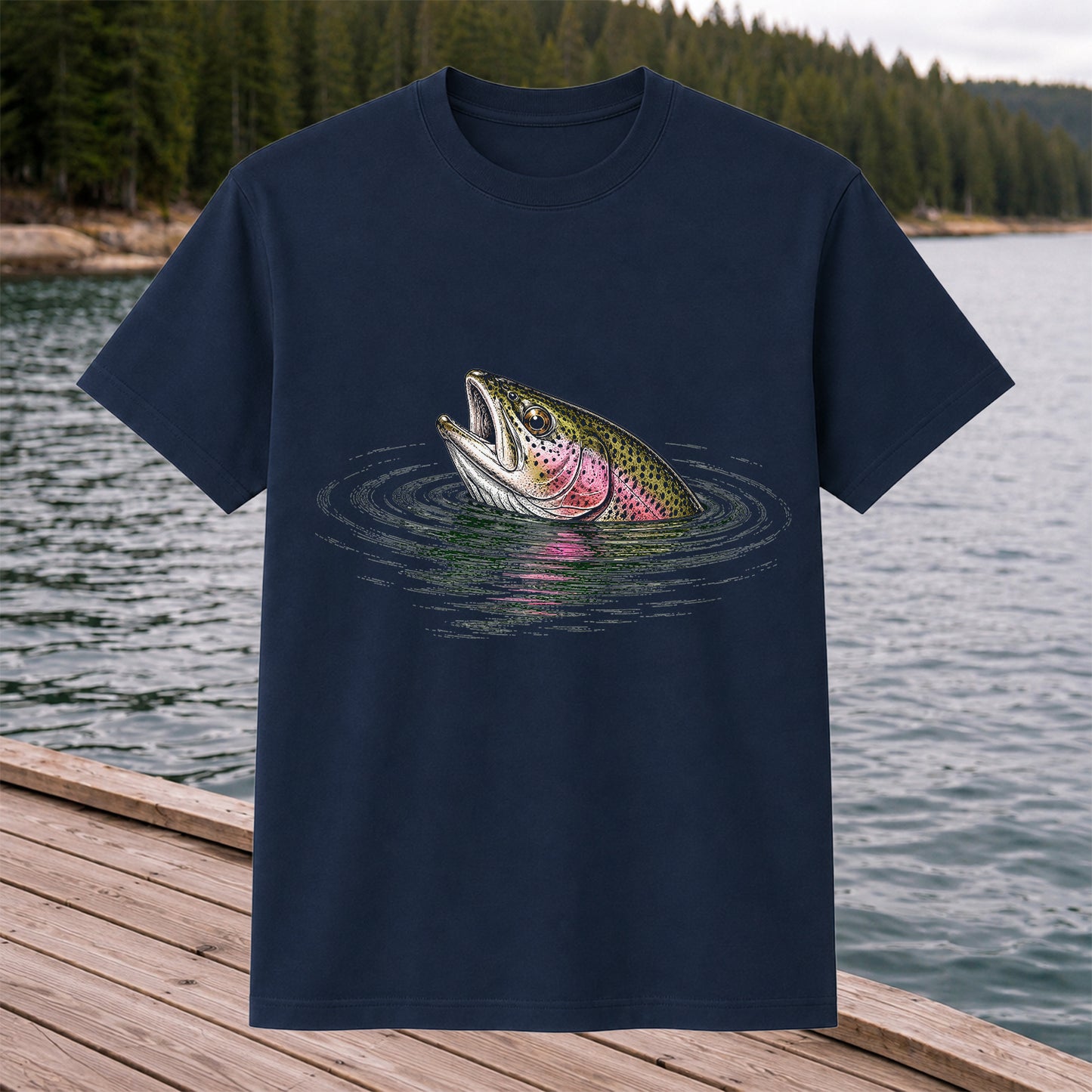 Rainbow Trout Fishing T-Shirt, Fly Fishing Tee for Anglers