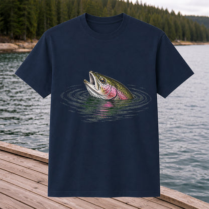 Rainbow Trout Fishing T-Shirt, Fly Fishing Tee for Anglers