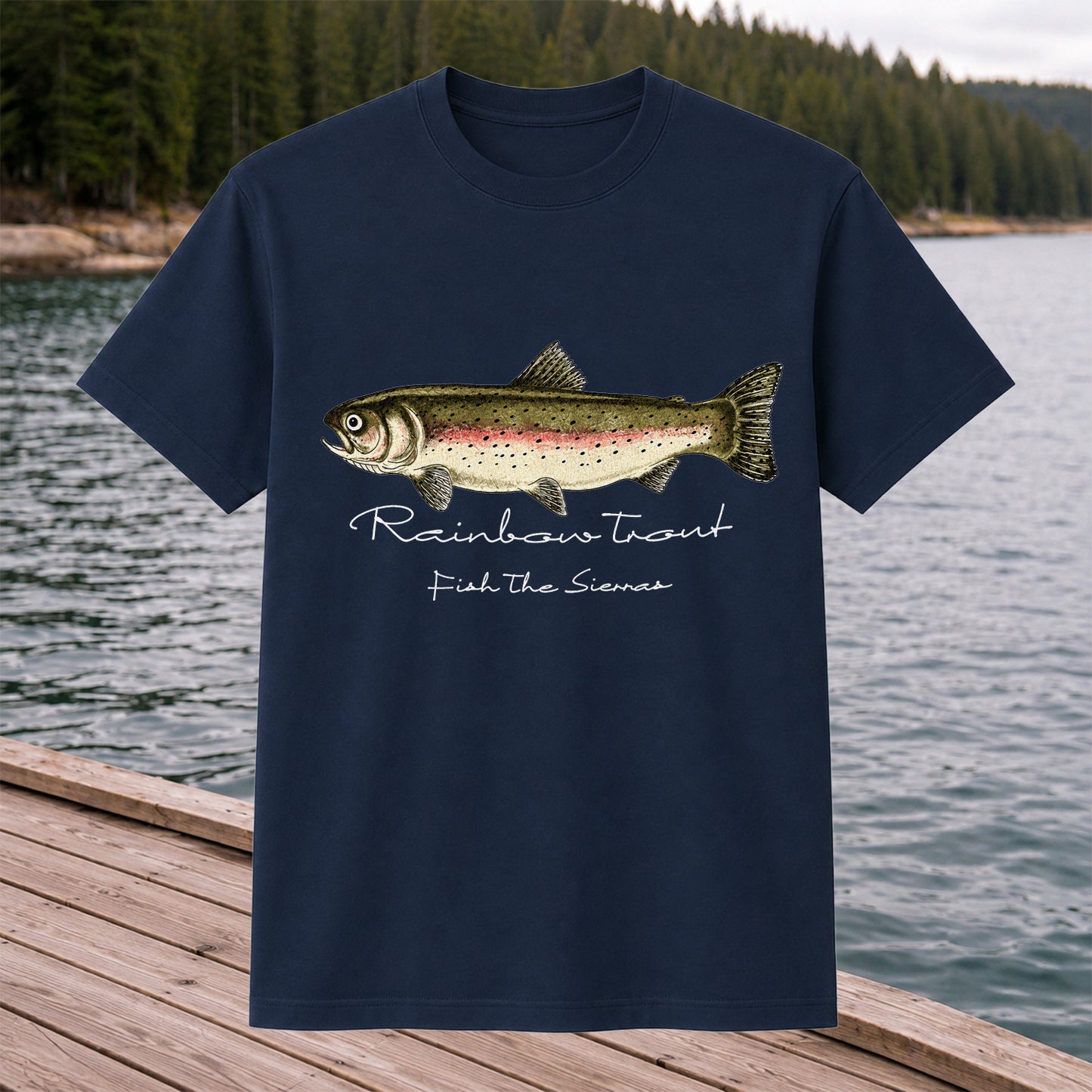 Rainbow Trout T-Shirt Fish The Sierras Fly Fishing Vintage Angler Tee