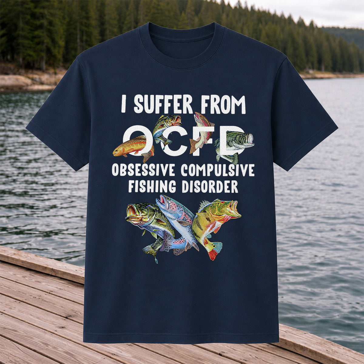Fishing Obsession Colorful Fish Graphic T-Shirt