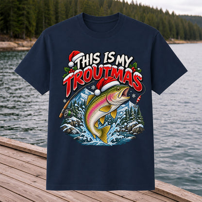 This Is My Troutmas Rainbow Trout Christmas Fishing T-Shirt