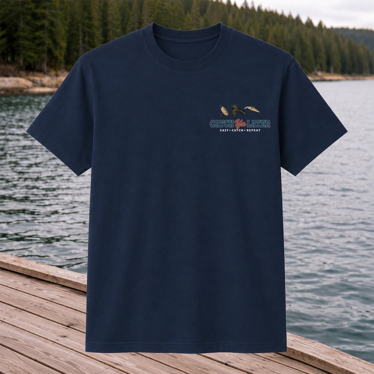 Catch Ya Later Cast Catch Repeat Minimalist Fishing T-Shirt