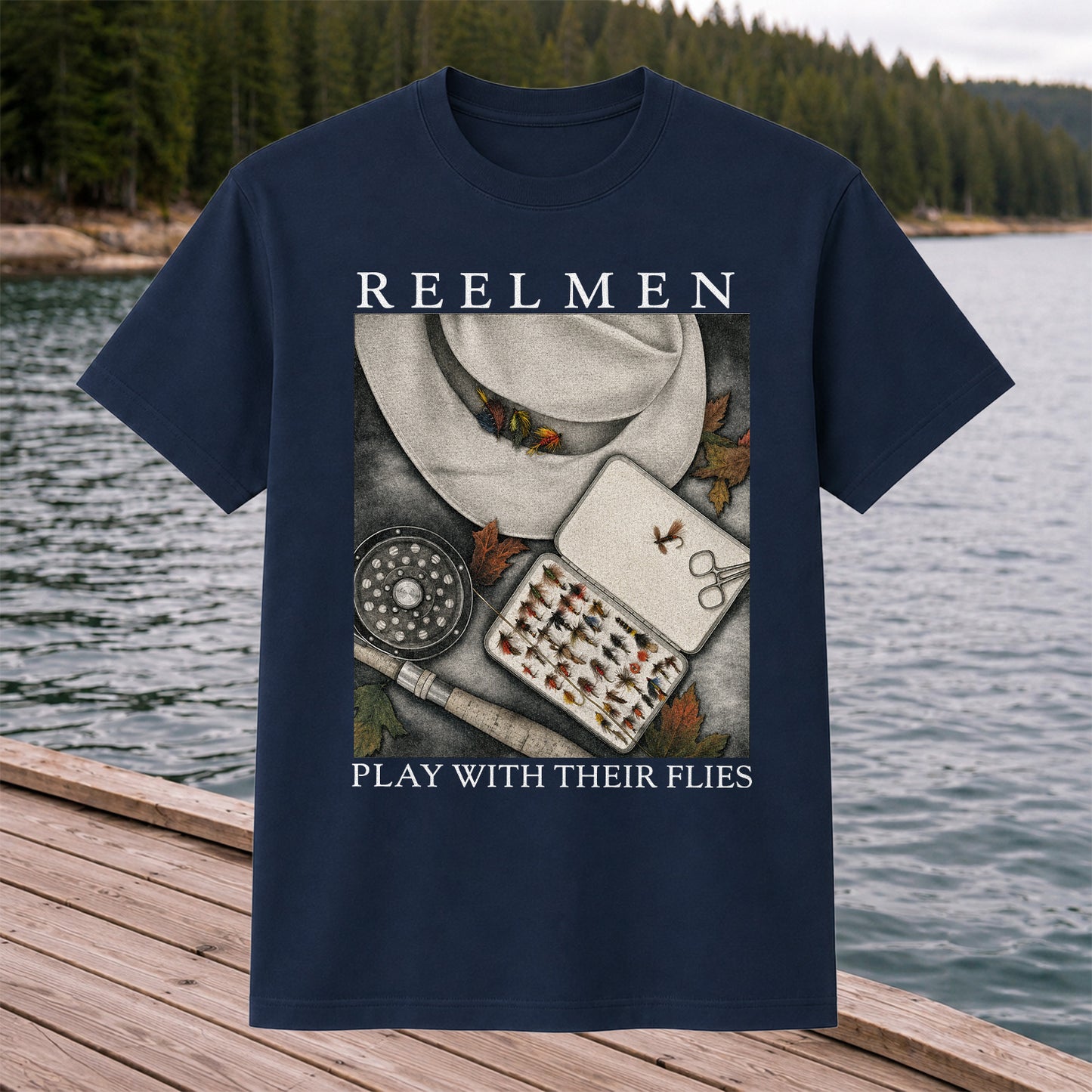 Fly Fishing T-Shirt Reelmen Play With Their Flies Vintage Fly Fisherman Tee