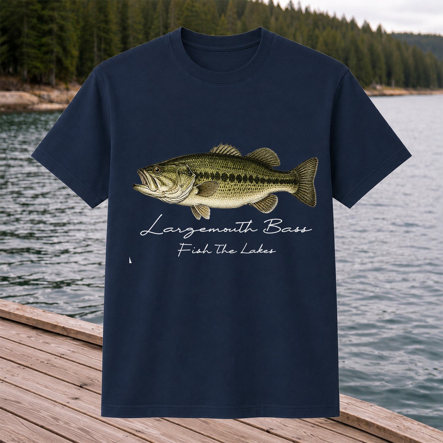 Largemouth Bass Fishing T-Shirt Fish The Lakes Vintage Bass Angler Tee