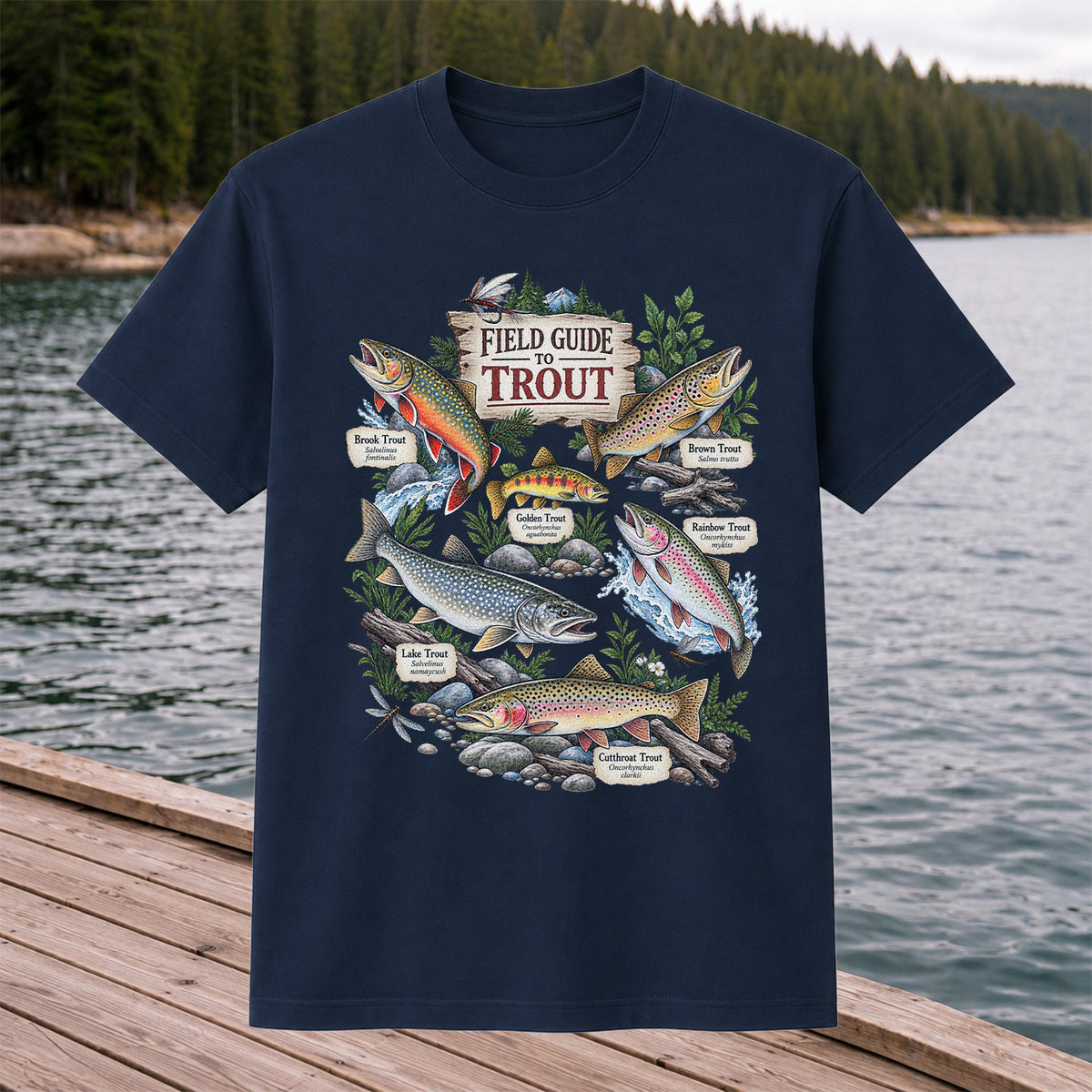 Field Guide to Trout Vintage Freshwater Fishing Graphic T-Shirt
