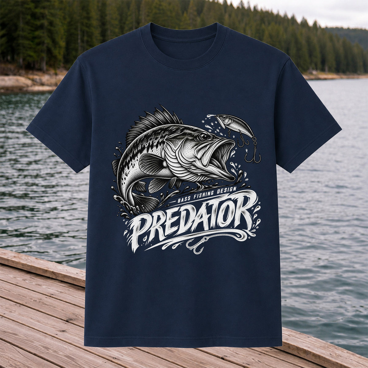 Predator Bass Fishing Design Largemouth Bass Graphic T-Shirt