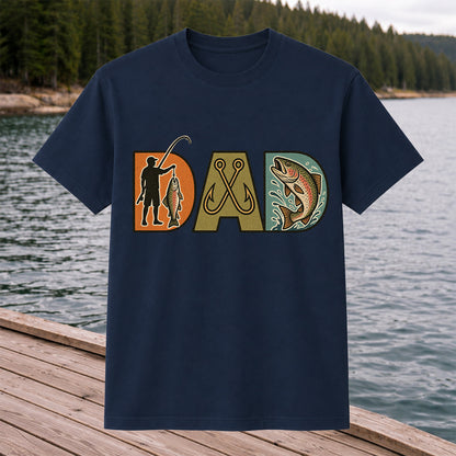 DAD Rainbow Trout and Fishing Hooks Vintage Graphic T-Shirt