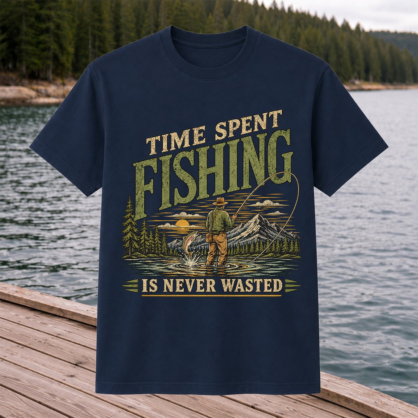 Time Spent Fishing Is Never Wasted Fly Fishing T-Shirt