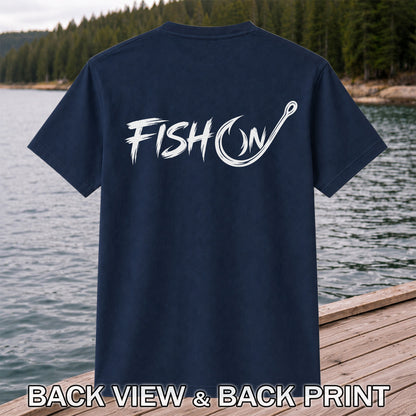 Fish On Fishing Hook Graphic T-Shirt | Back Print