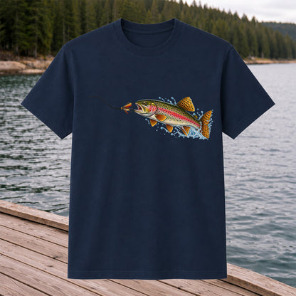 Rainbow Trout Chasing a Fly Fishing Graphic T-Shirt