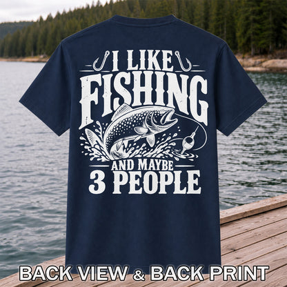 Funny Trout Fishing Three People Graphic T-Shirt | Back Print
