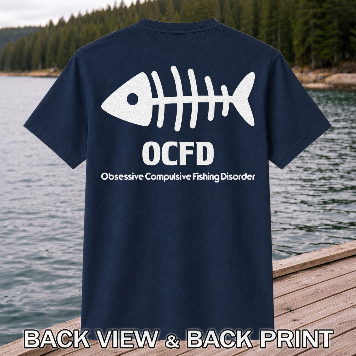 Funny Fish Skeleton Fishing Graphic T-Shirt | Back Print