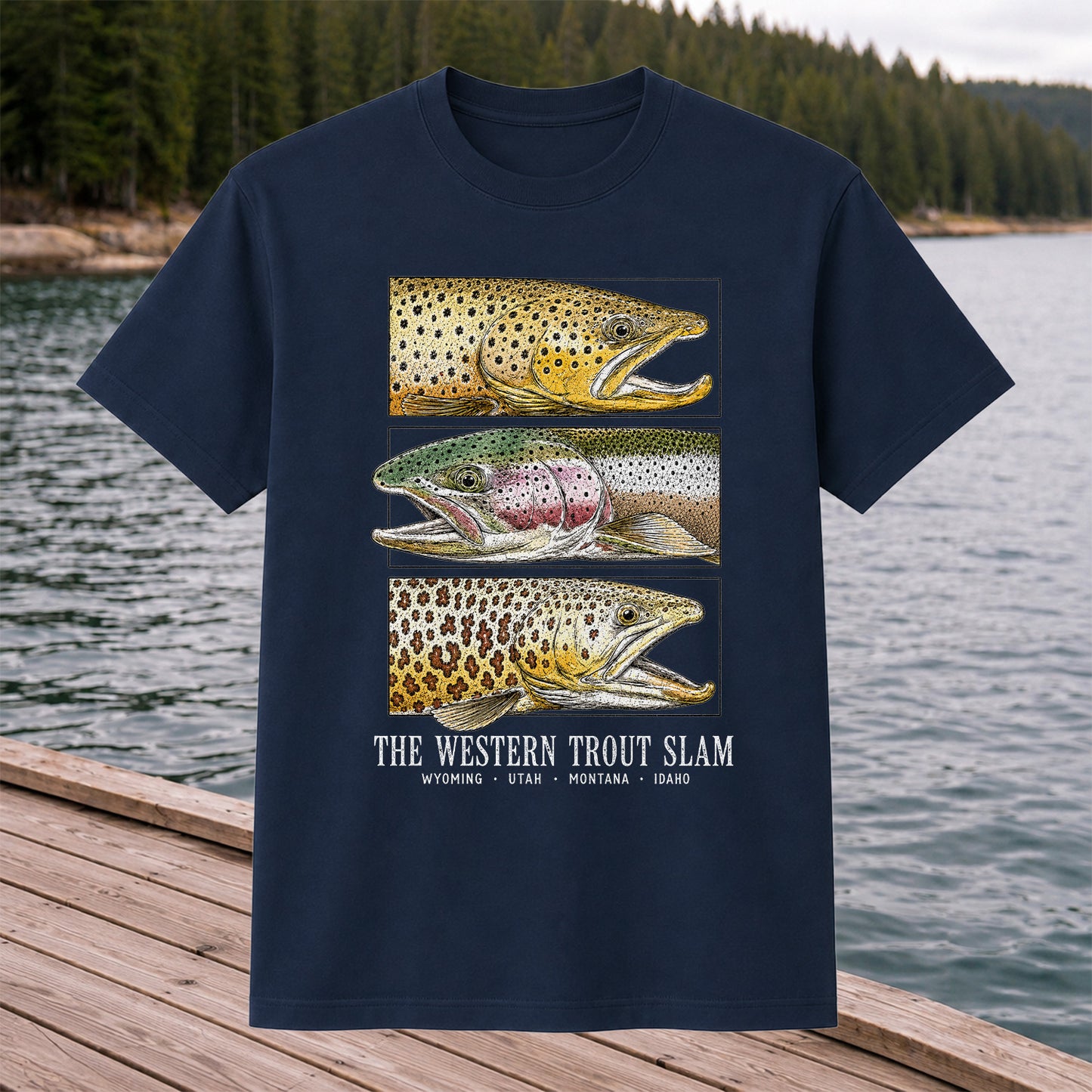 The Western Trout Slam Wyoming Utah Montana Idaho Fishing T-Shirt
