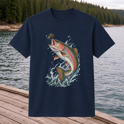 Rainbow Trout Leaping for a Fly Fishing Graphic T-Shirt