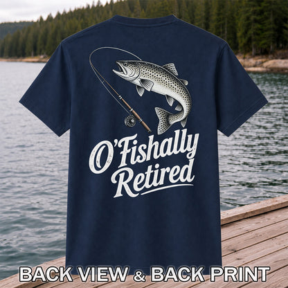 Retired Trout Fishing Rod Graphic T-Shirt | Back Print