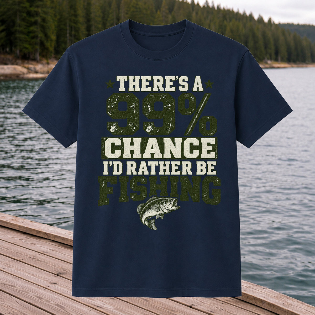 Ninety Nine Percent Fishing Graphic T-Shirt
