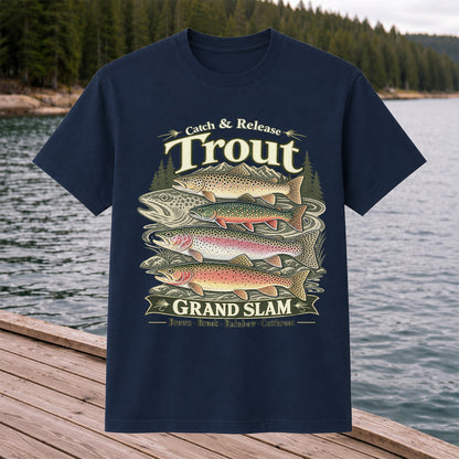 Catch and Release Trout Grand Slam Fishing Graphic T-Shirt