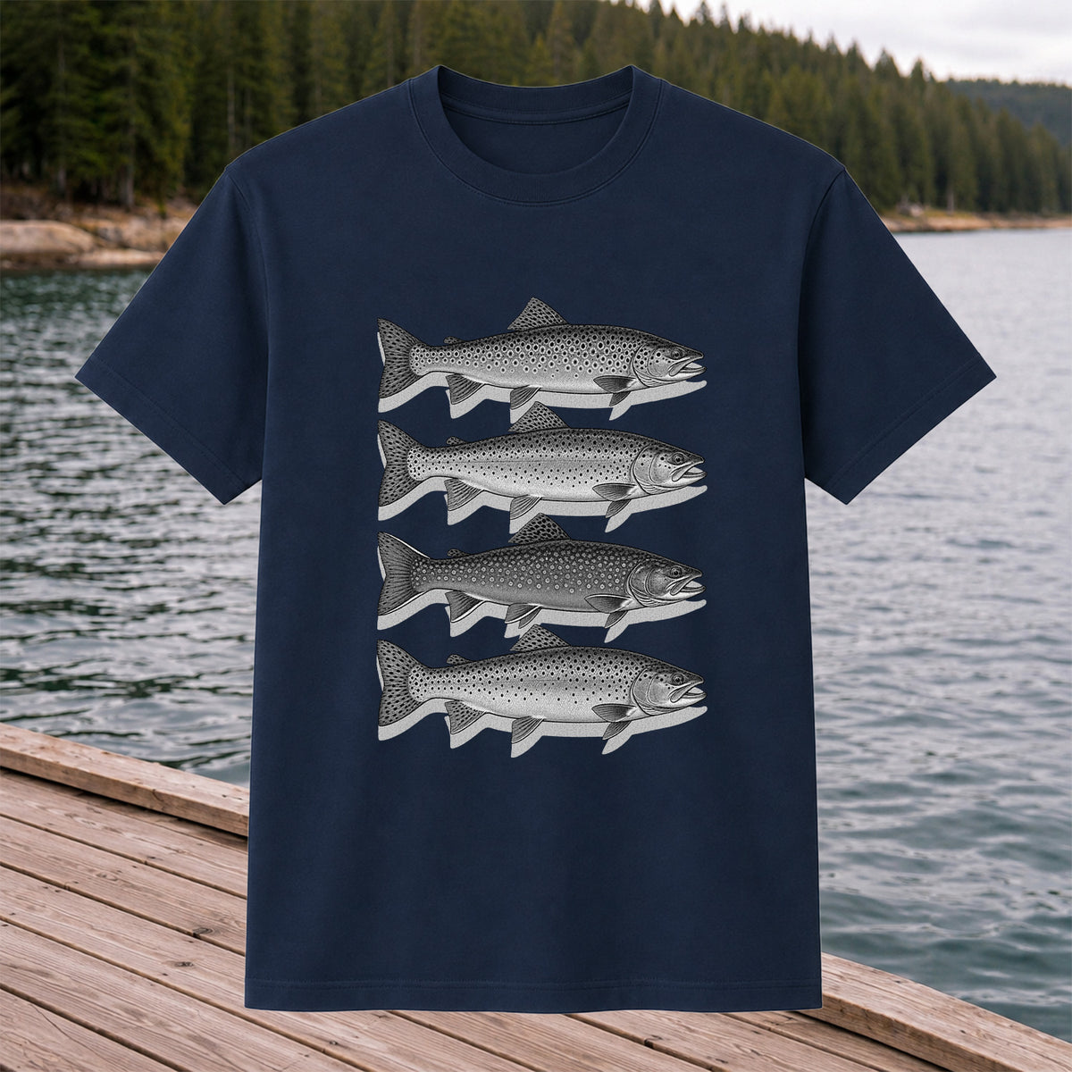 Vintage Trout Collection Freshwater Fishing Graphic T-Shirt