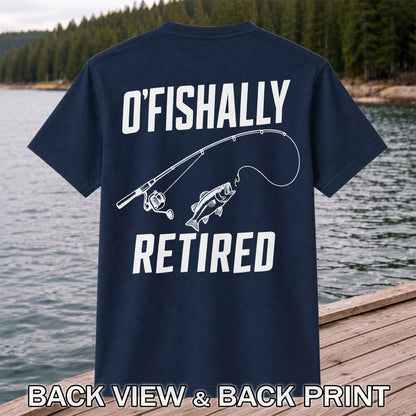 Retirement Fishing Graphic T-Shirt with Fishing Rod and Bass | Back Print
