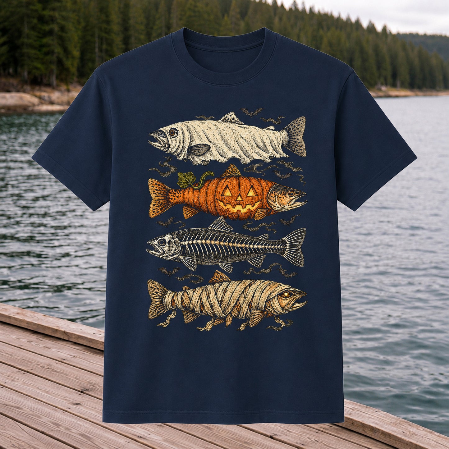 Vintage Halloween Fishing Shirt, Halloween Trout T-Shirt