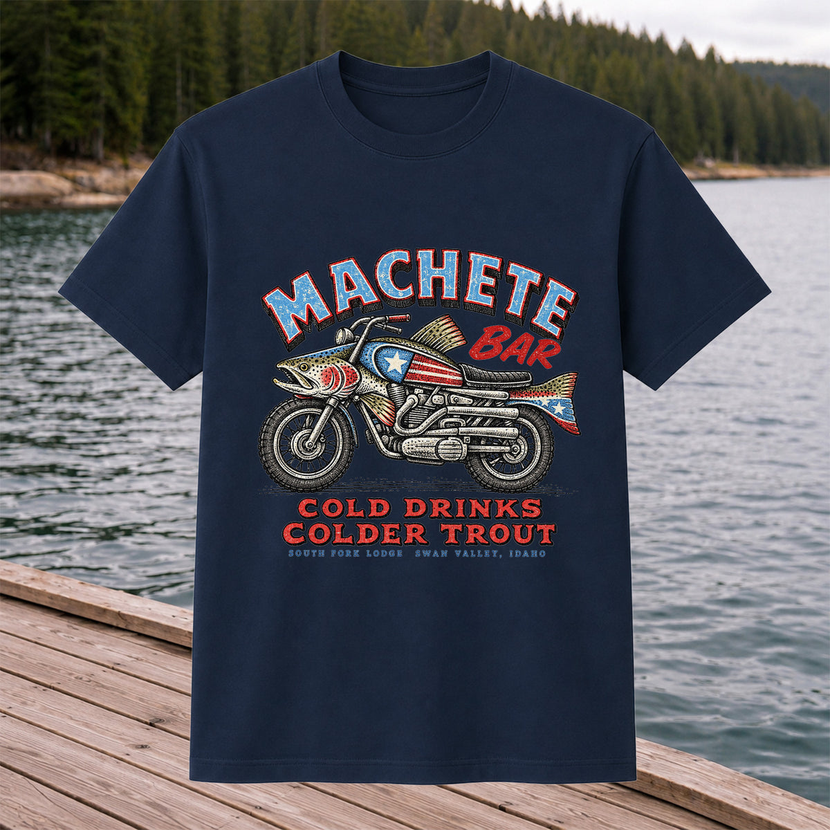Machete Bar Cold Drinks Colder Trout Fishing T-Shirt