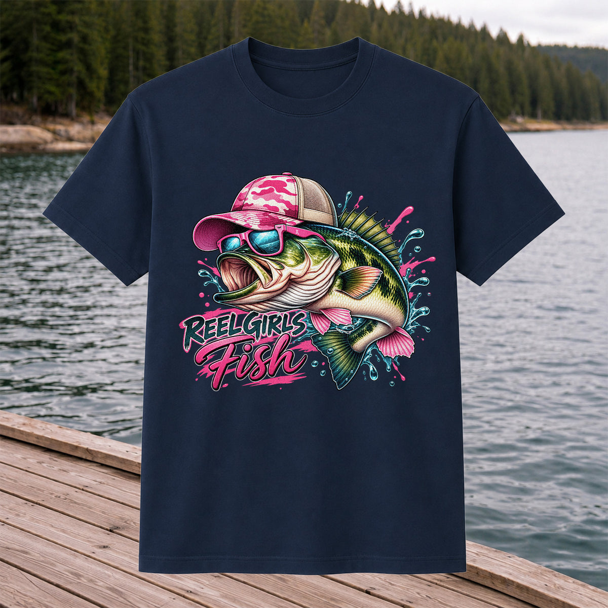 Reel Girls Fish Pink Largemouth Bass Fishing T-Shirt