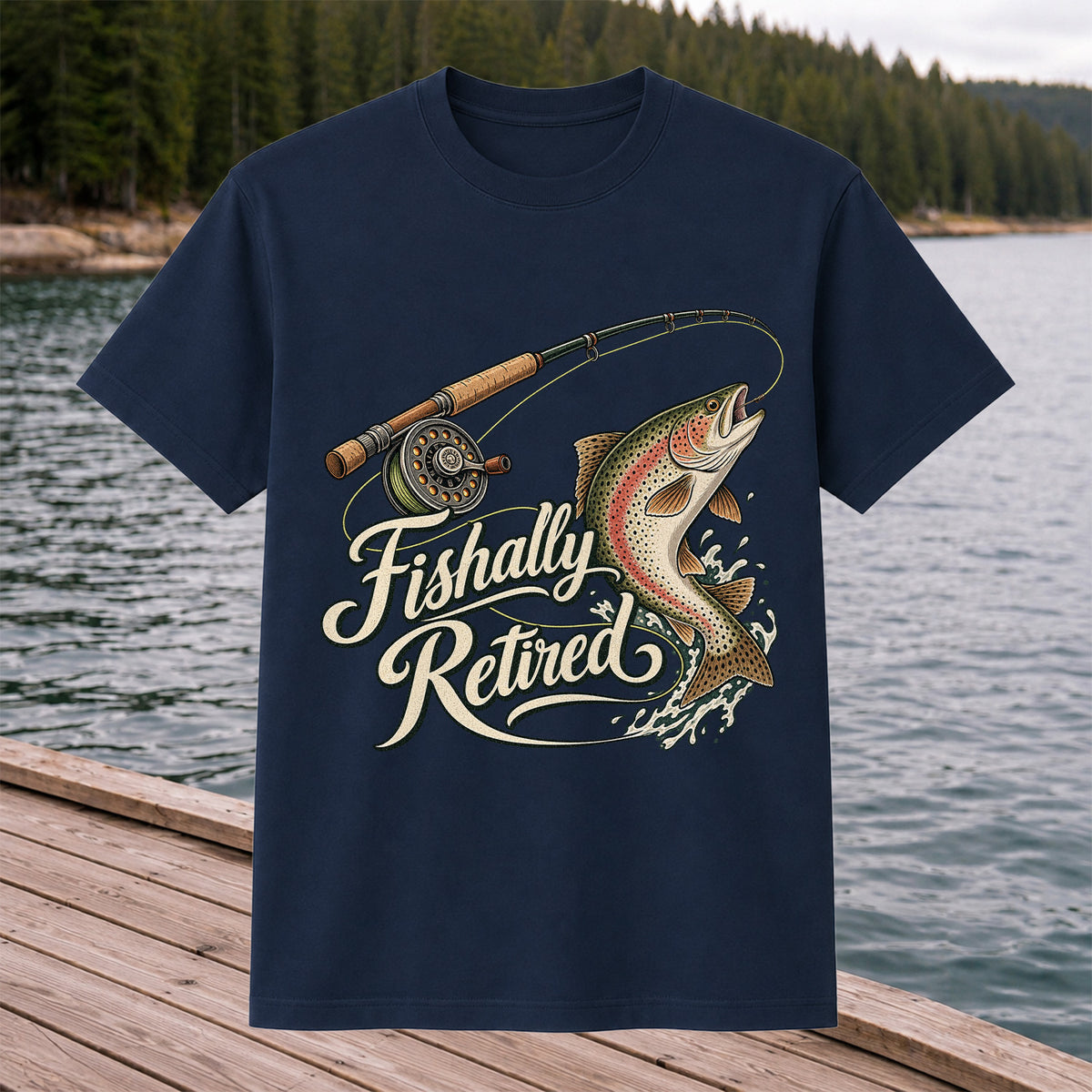 Fishally Retired Rainbow Trout Fly Fishing Retirement T-Shirt