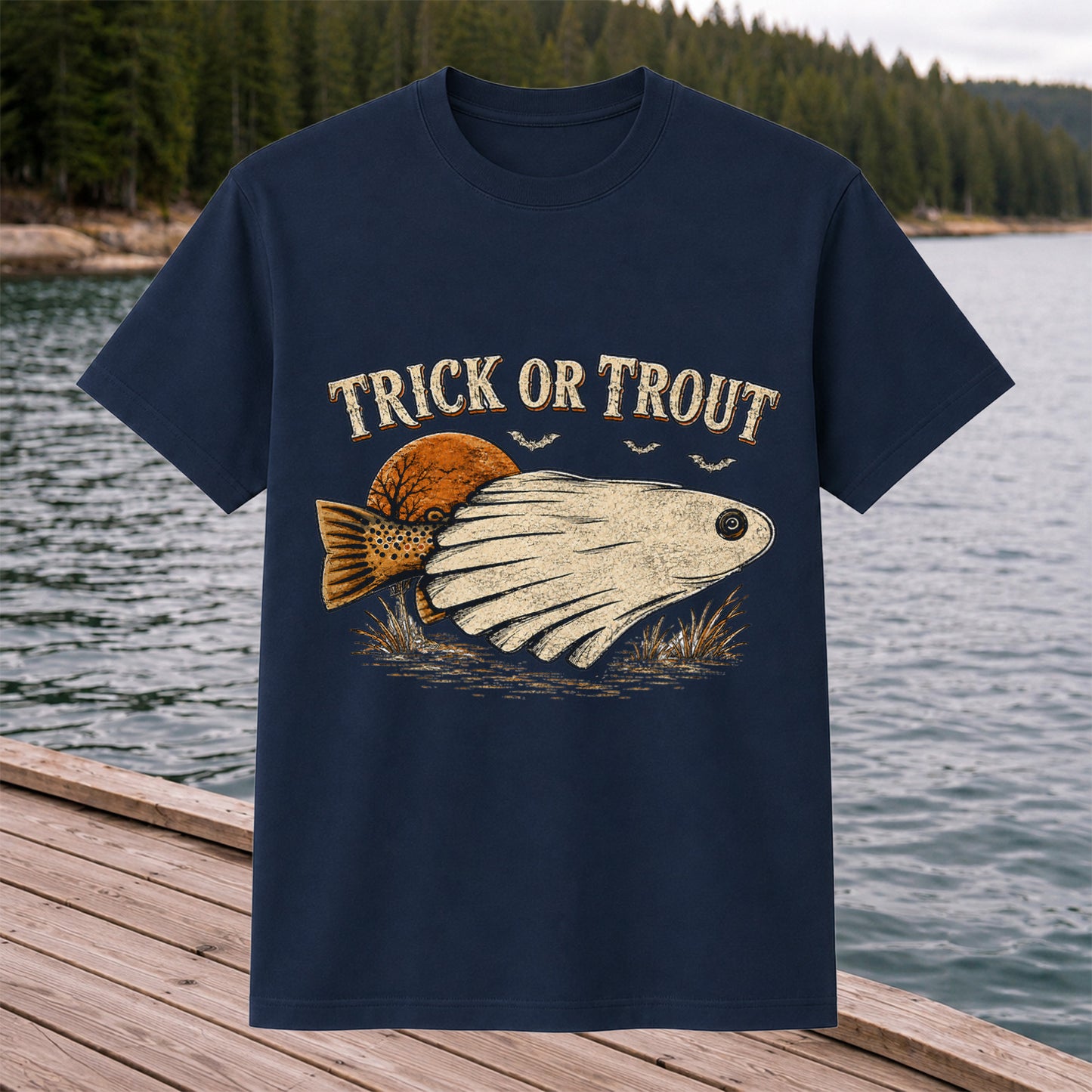 Trick or Trout Halloween Fishing T Shirt