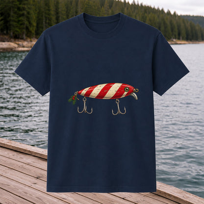 Vintage Red and Cream Fishing Lure Graphic T-Shirt