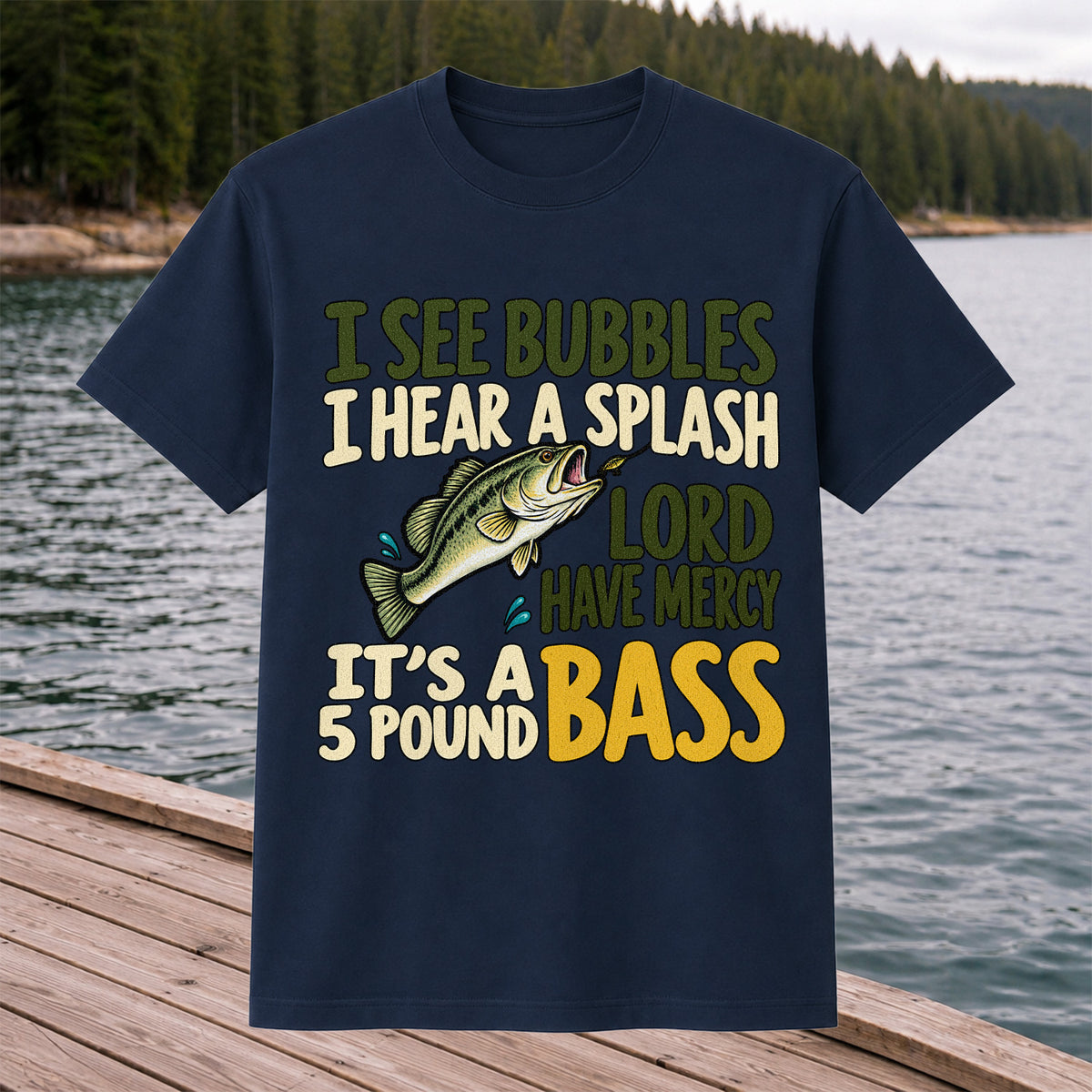 Five Pound Bass Fishing Humor Graphic T-Shirt