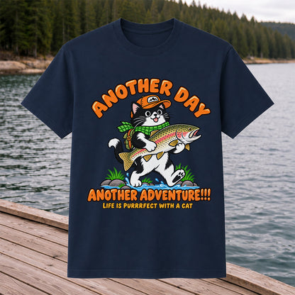 Another Day Another Adventure Cat and Trout Fishing Graphic T-Shirt