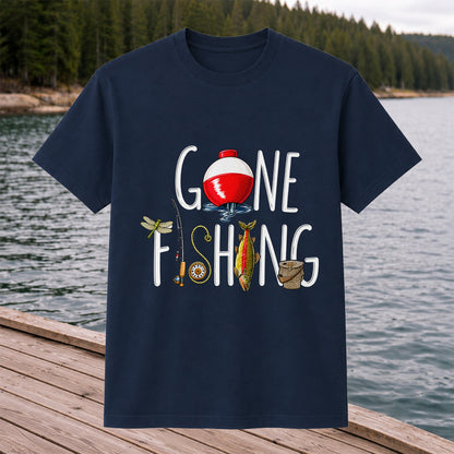 Gone Fishing Bobber Rod and Lure Graphic T-Shirt