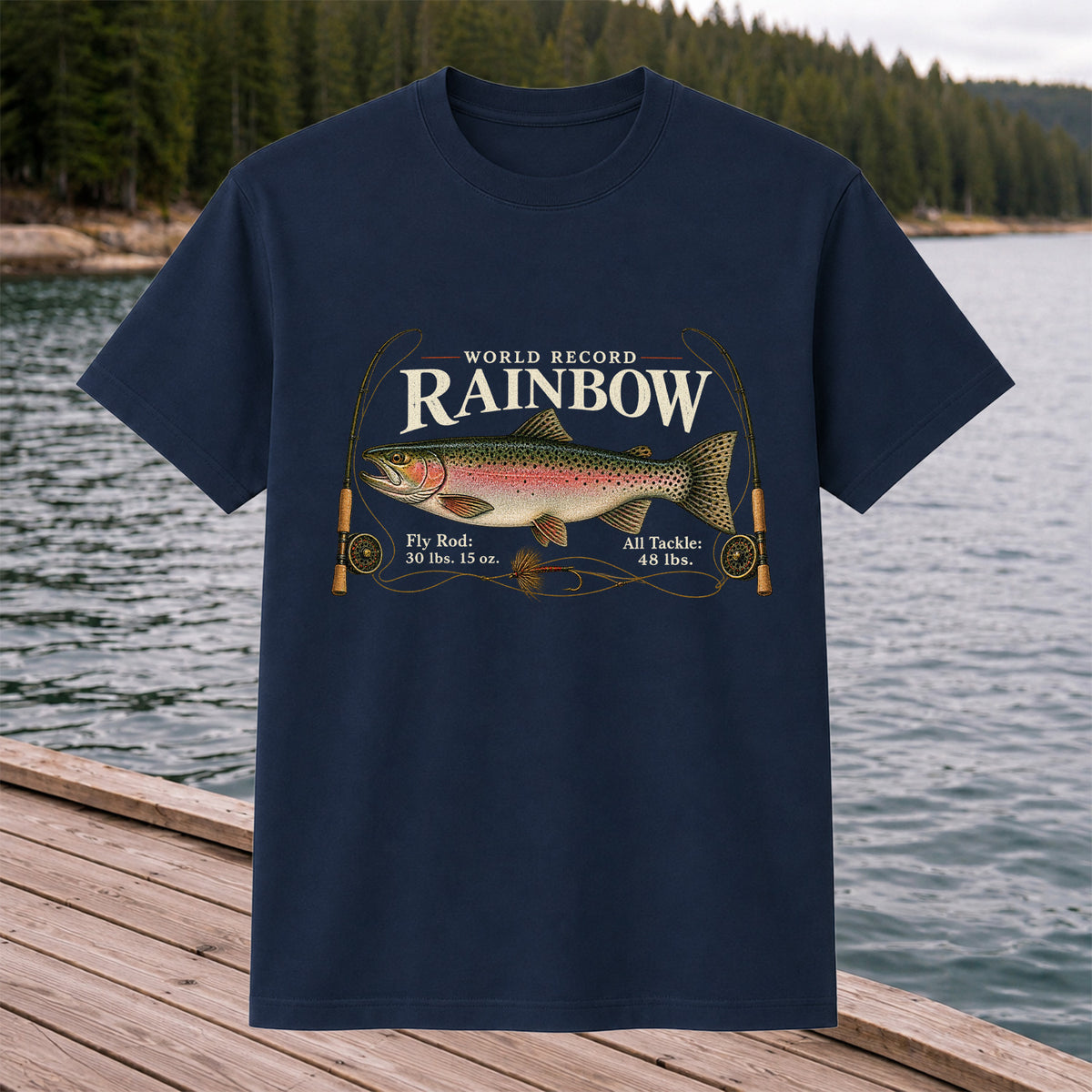 World Record Rainbow Trout Fly Fishing Graphic T-Shirt