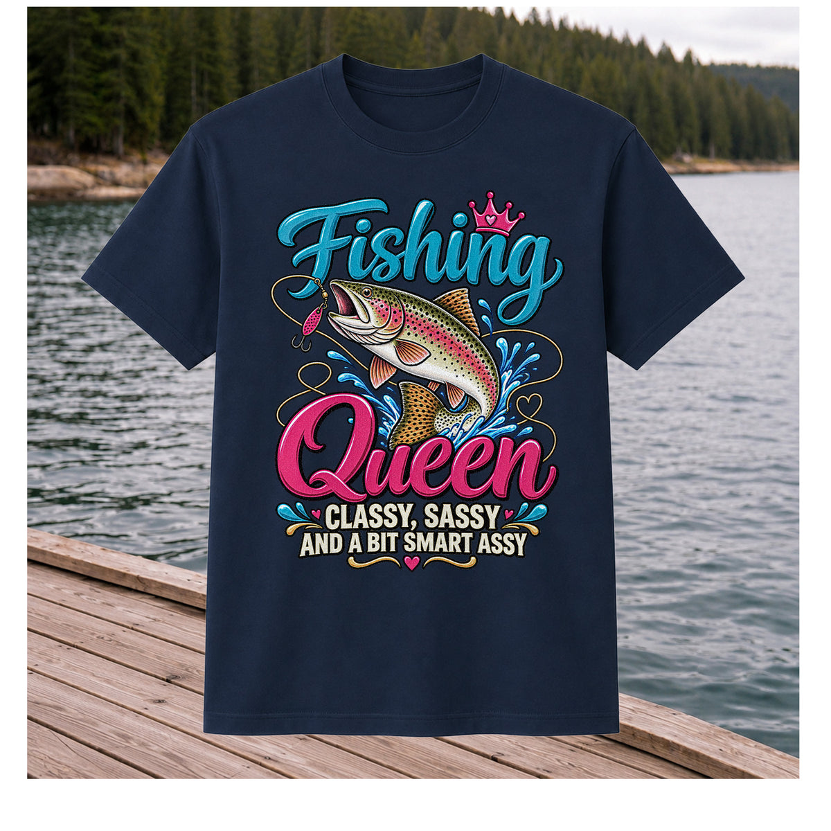 Fishing Queen Classy Sassy and a Bit Smart Assy Rainbow Trout T-Shirt