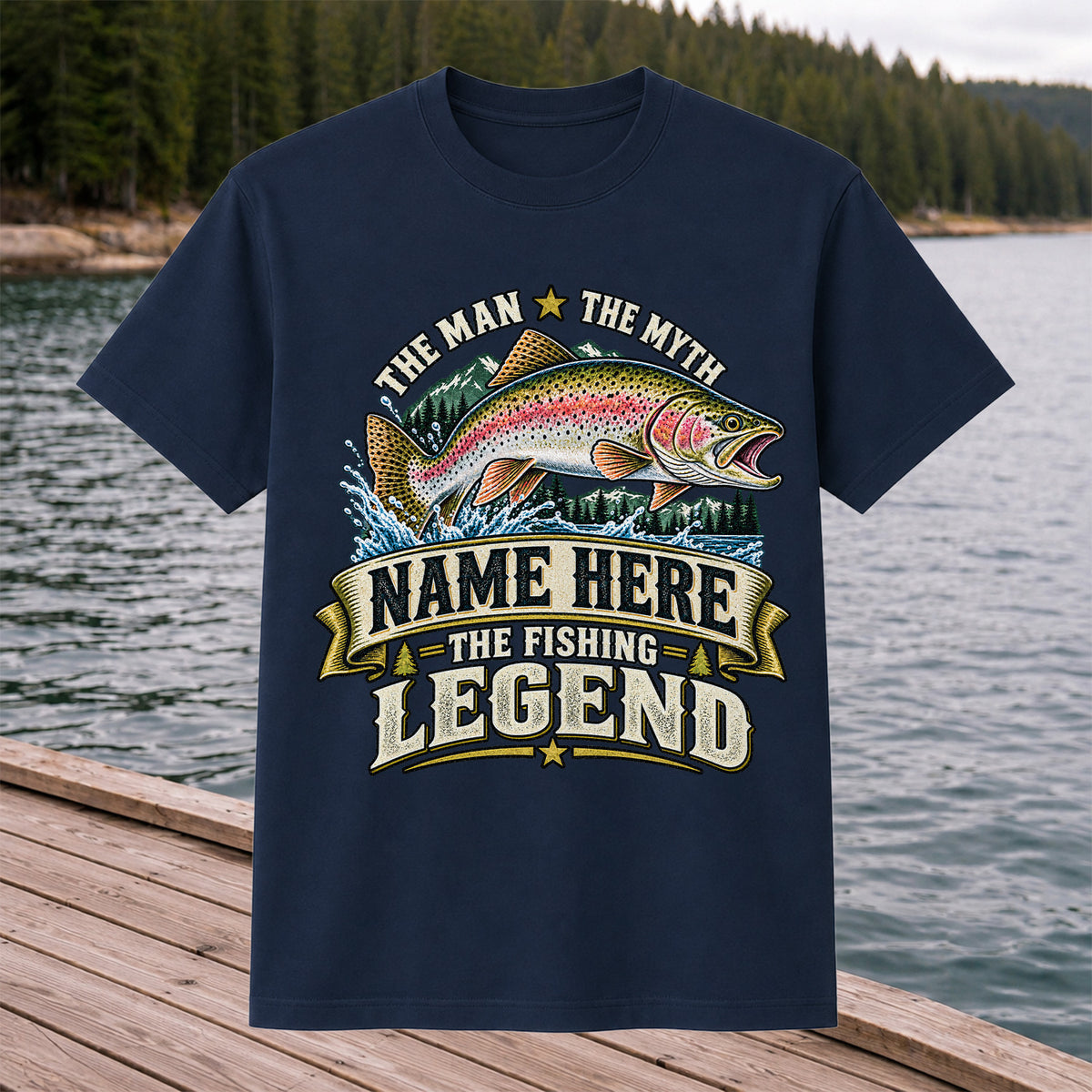 Personalized The Man The Myth The Fishing Legend Rainbow Trout T-Shirt