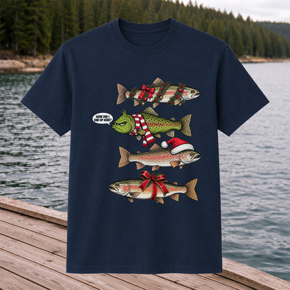 Christmas Trout Fishing Holiday Graphic T-Shirt
