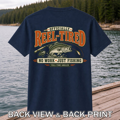 Retired Bass Fishing No Work Graphic T-Shirt | Back Print