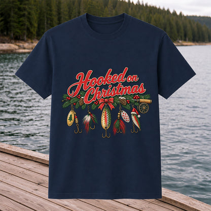 Hooked on Christmas Fishing Lure Ornaments Graphic T-Shirt