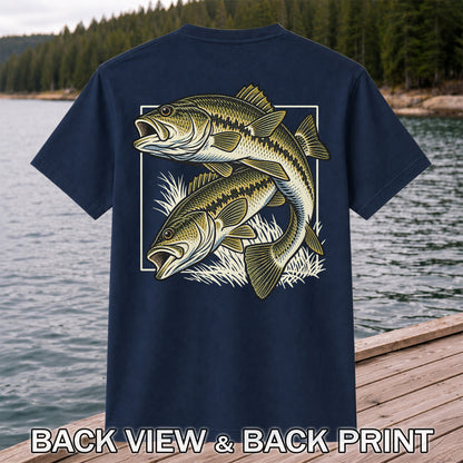 Vintage Bass Fishing Graphic T-Shirt | Back Print