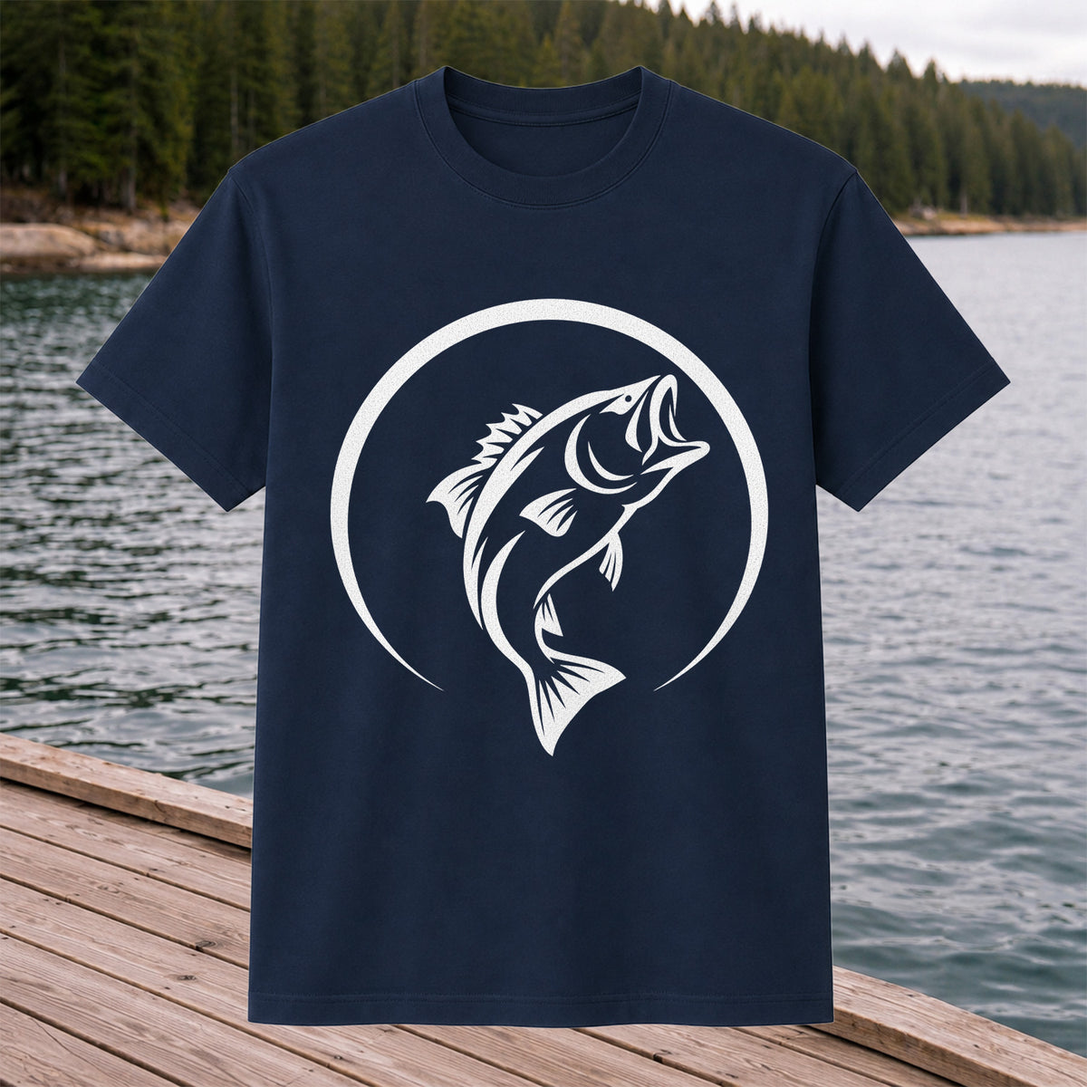 Minimalist Jumping Bass Fishing Silhouette T-Shirt