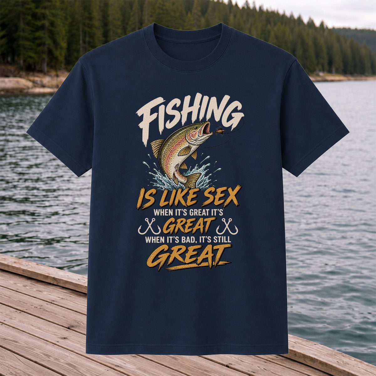 Fishing Is Like Sex Rainbow Trout Funny Fishing T-Shirt