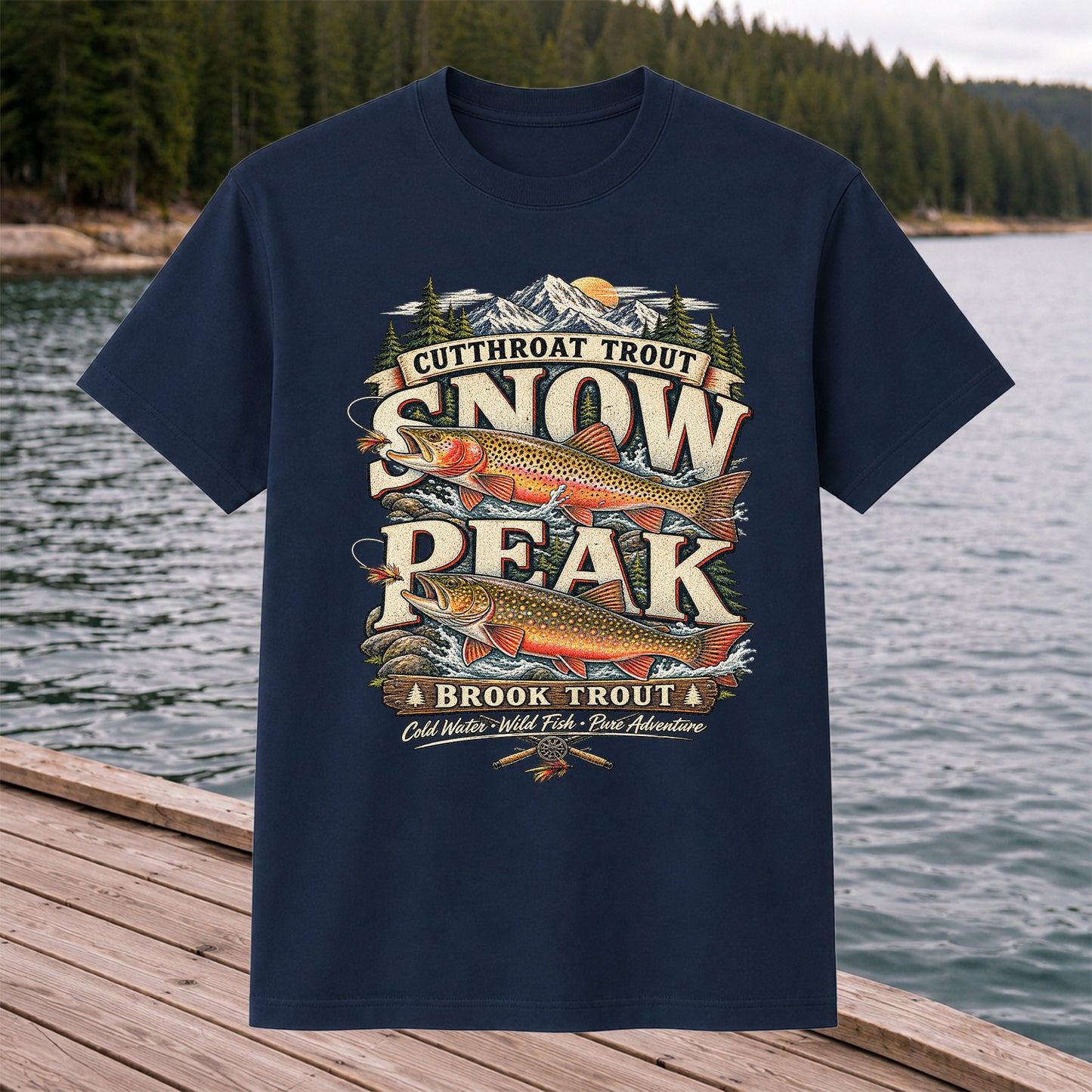 Cutthroat Trout Snow Peak Brook Trout Fishing Graphic T-Shirt