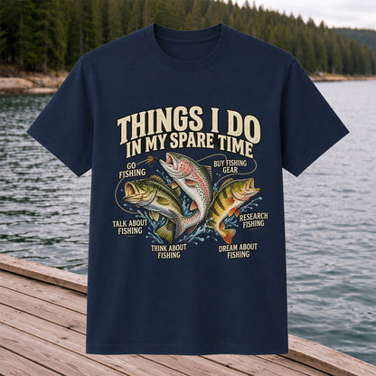 Things I Do in My Spare Time Bass, Rainbow Trout and Perch Fishing T-Shirt