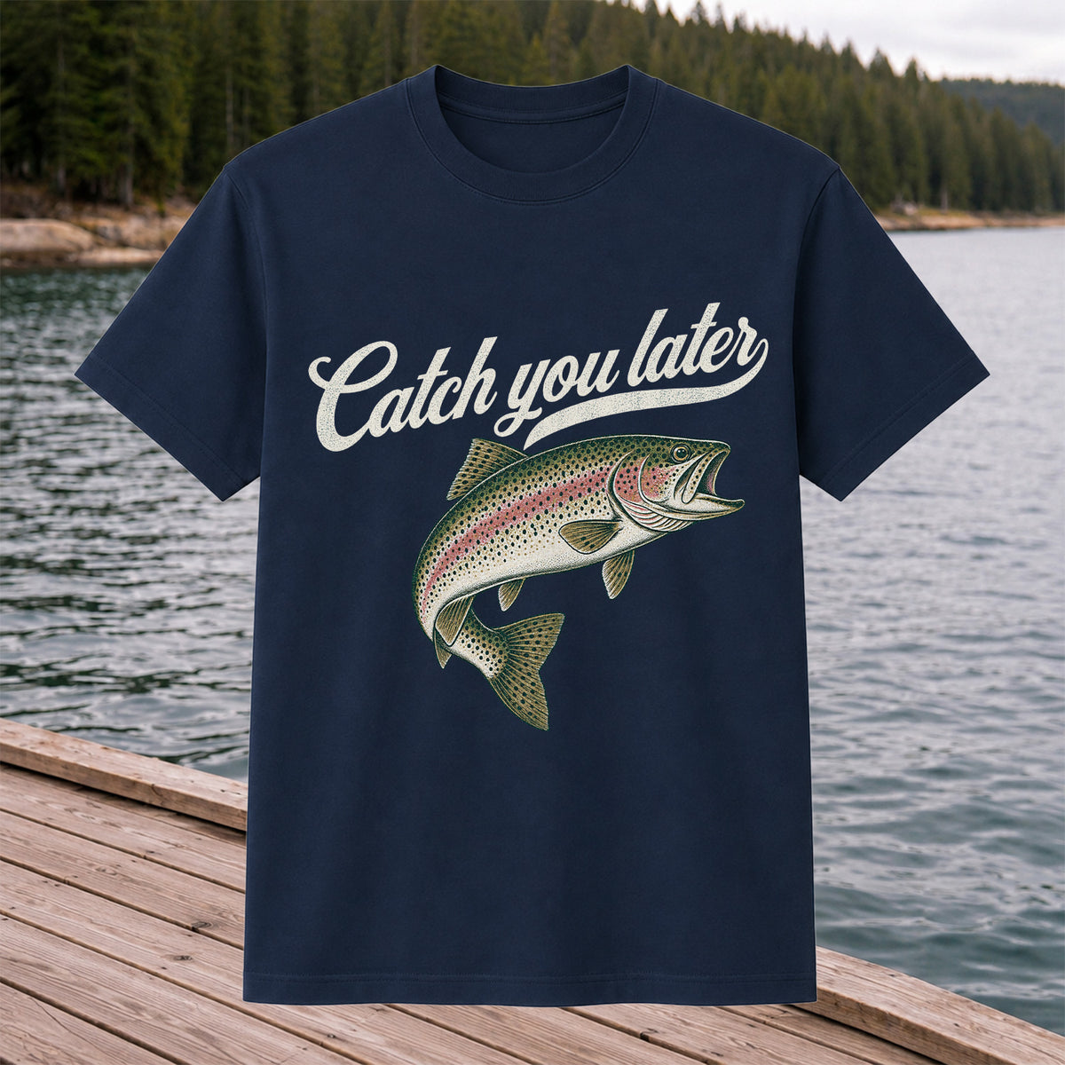 Catch You Later Rainbow Trout Funny Fishing Graphic T-Shirt